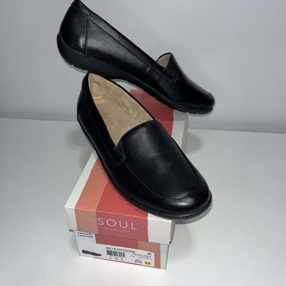 Soul by Naturalizer Women's Kacy Slip-On Loafers Black Leather Size 8.5 Shoes